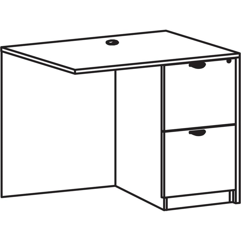 Lorell Prominence 2.0 Right Return - 42" x 24"29" , 1" Top, 0.1" Edge - 2 x File Drawer(s) - Band Edge - Material: Particleboard - Finish: Gray Elm, Thermofused Melamine (TFM), Laminate