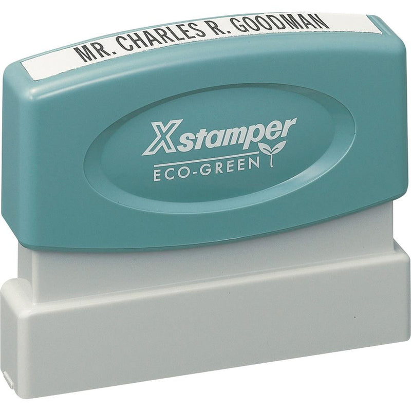 Xstamper Custom Single Line Pre-inked Stamp - Custom Message Stamp - 0.12  Impression Width x 2.37  Impression Length - 50000 Impression(s) - Recycled - 1 Each