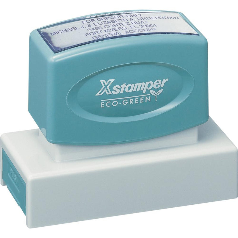 Xstamper Custom Large Business Address Stamp - Custom Message Stamp - 0.88  Impression Width x 2.75  Impression Length - 50000 Impression(s) - Recycled - 1 Each