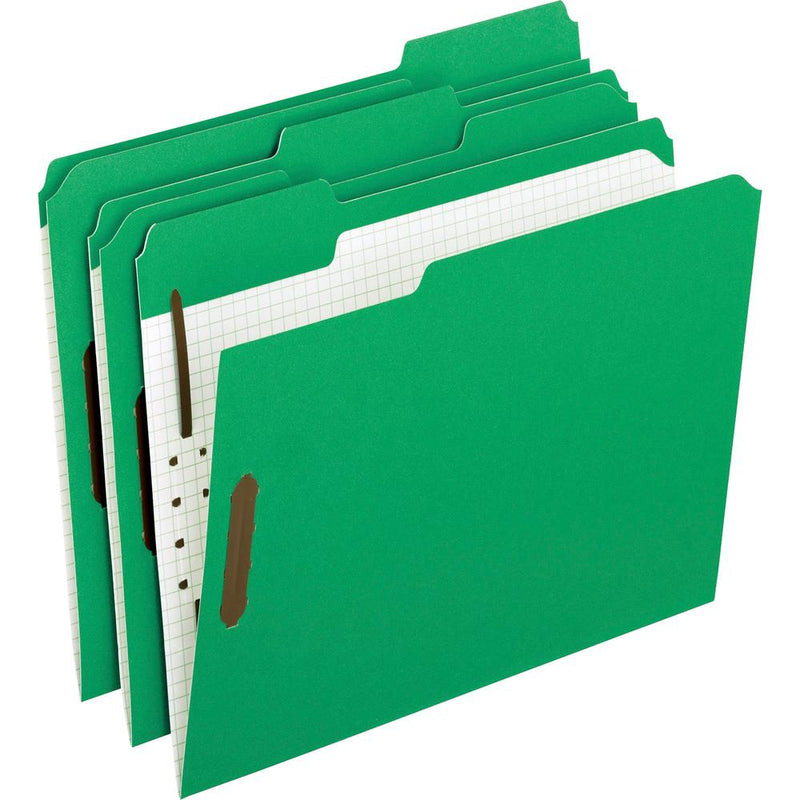 Pendaflex 1/3 Tab Cut Letter Recycled Top Tab File Folder - 8 1/2  x 11  - 2  Expansion - 2 Fastener(s) - 1  Fastener Capacity for Folder - Top Tab Location - Assorted Position Tab Position - Green -