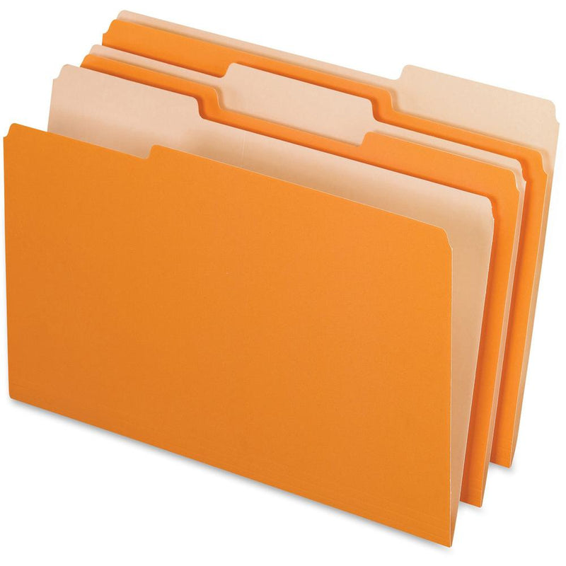 Pendaflex 1/3 Tab Cut Legal Recycled Top Tab File Folder - 8 1/2  x 14  - Orange - 10% Recycled - 100 / Box