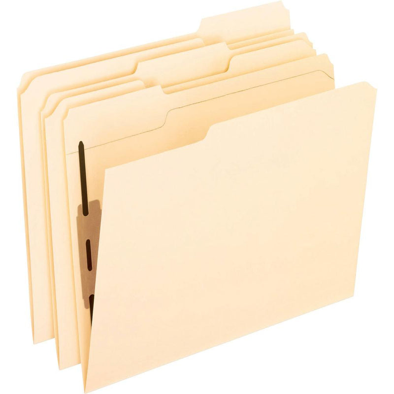 Pendaflex 1/3 Tab Cut Letter Recycled Fastener Folder - 8 1/2  x 11  - 2 Fastener(s) - 2  Fastener Capacity for Folder - Top Tab Location - Assorted Position Tab Position - Manila - Manila - 10% Recyc