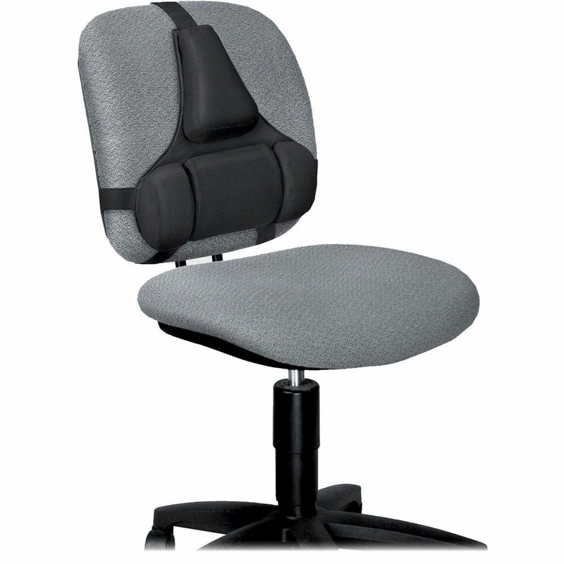 Fellowes Professional Series Back Support with Microban&reg; Protection - Strap Mount - Black - Fabric, Memory Foam - 1 Each