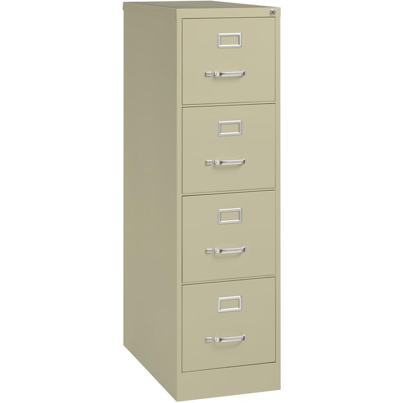 Lorell Fortress Series 26-1/2" Commercial-Grade Vertical File Cabinet - 15" x 26.5" x 52" - 4 x Drawer(s) for File - Letter - Vertical - Security Lock, Ball-bearing Suspension, Heavy Duty - Putty - St