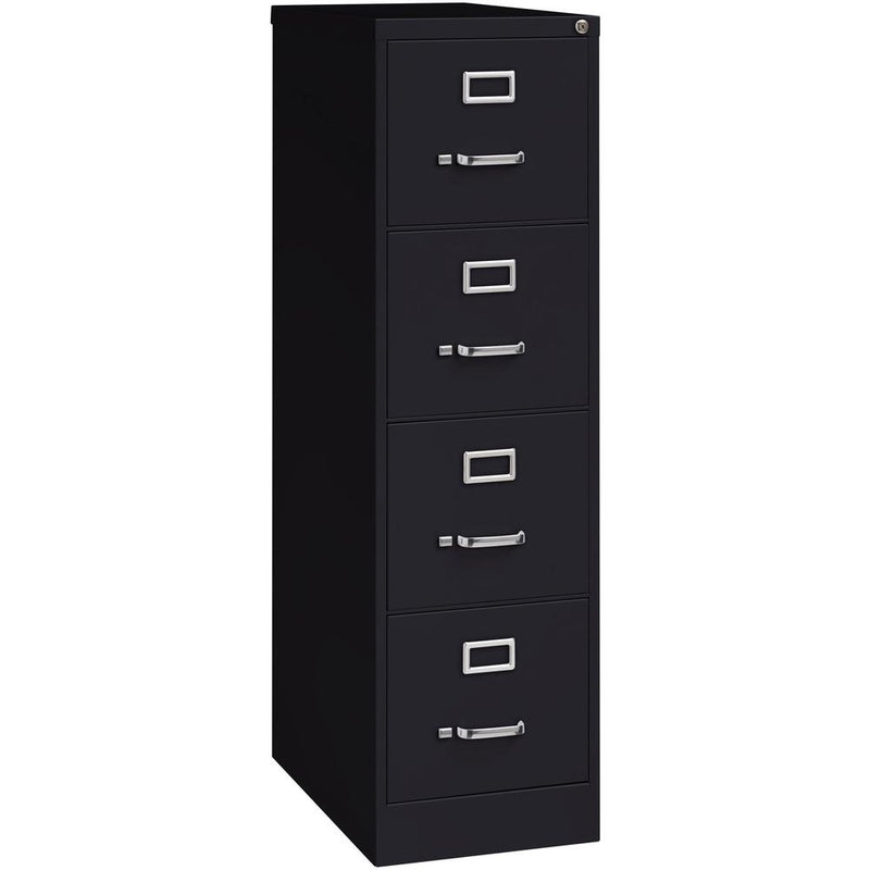 Lorell Fortress Series 25" Commercial-Grade Vertical File Cabinet - 15" x 25" x 52" - 4 x Drawer(s) for File - Letter - Vertical - Security Lock, Ball-bearing Suspension, Heavy Duty - Black - Steel -