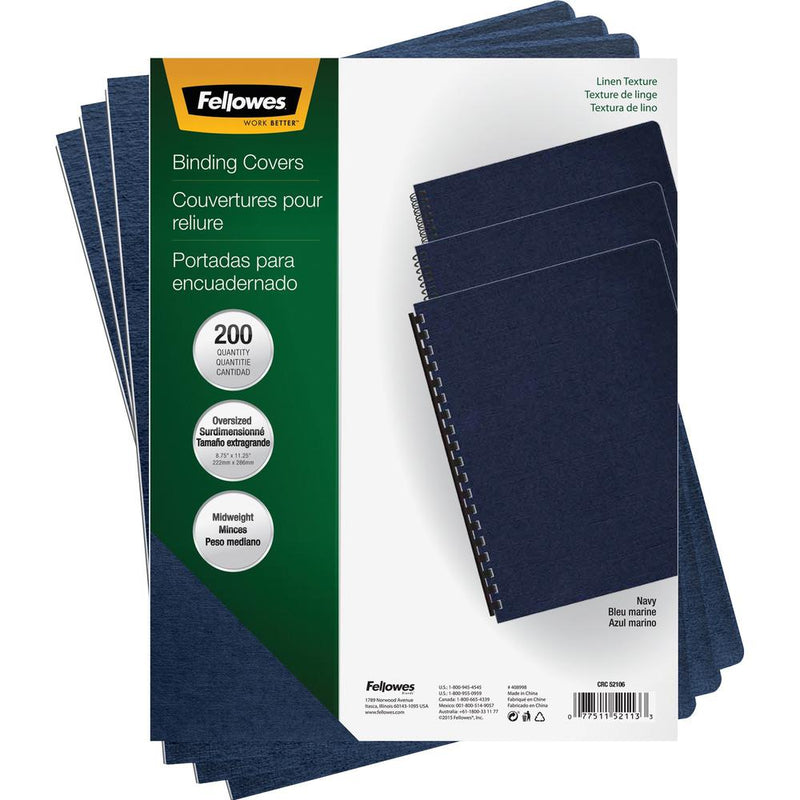 Fellowes Expressions Oversize Linen Presentation Covers - 11.3  Height x 8.8  Width x 0.1  Depth - For Letter 8 1/2  x 11  Sheet - Navy - Linen - 200 / Pack