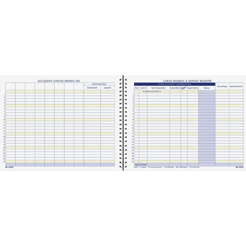 Adams Check Payment & Deposit Register - 96 Sheet(s) - 11  x 8.50  Sheet Size - White Sheet(s) - 1 Each