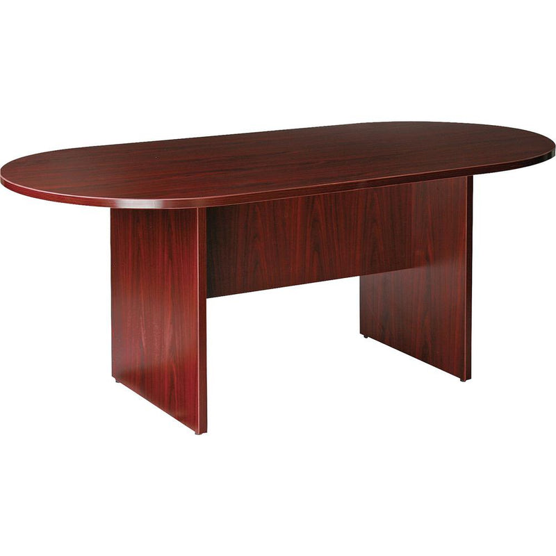 Lorell Essentials Oval Conference Table - Laminated Oval Top - Slab Base - 36" Table Top Length x 72" Table Top Width x 1.25" Table Top Thickness - 29.50" Height - Assembly Required - Mahogany - 1 Eac