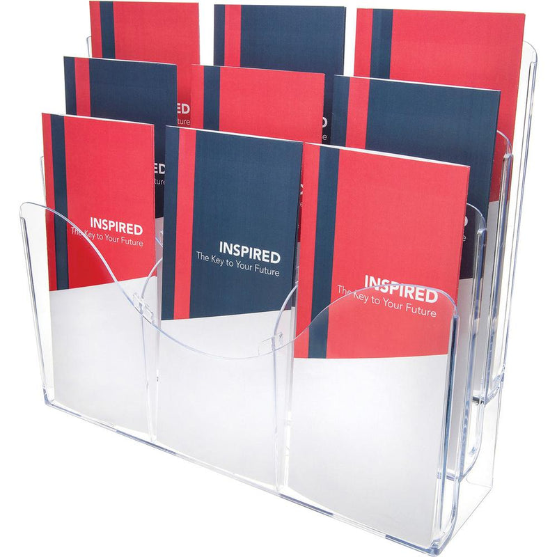 Deflecto Three Tier Document Organizer with Dividers - 9 Compartment(s) - 6 Divider(s) - 3 Tier(s) - 11.5  Height x 13.5  Width x 3.5  DepthDesktop - Clear - 1 Each