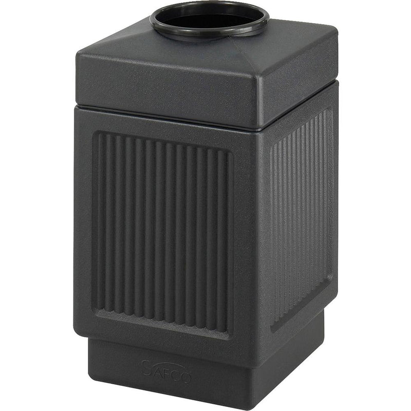 Safco Indoor/Outdoor Waste Receptacle - 38 gal Capacity - 31.5" Height x 18.3" Width x 18.3" Depth - Polyethylene - Black - 1 Each