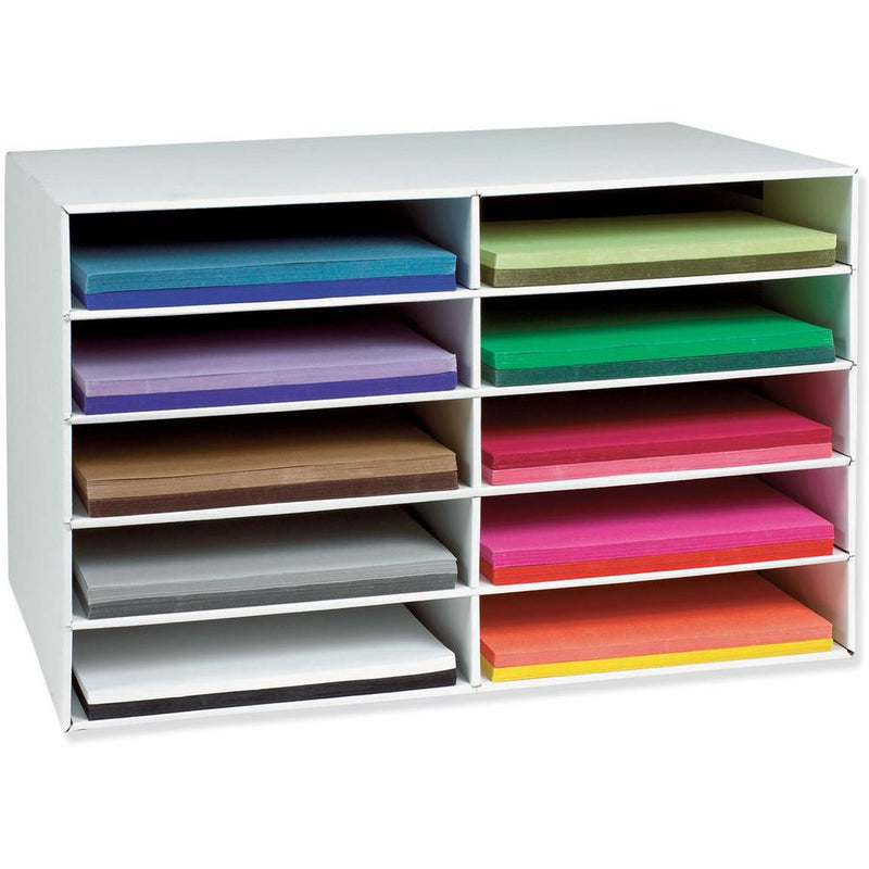 Classroom Keepers 12  x 18  Construction Paper Storage - 10 Compartment(s) - Compartment Size 3  x 12.25  x 18.25  - 16.9  Height x 26.9  Width x 18.5  Depth - 70% Recycled - White - 1 Each