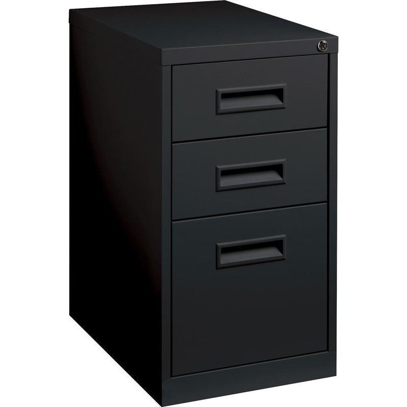 Lorell 22" Box/Box/File Mobile File Cabinet with Recessed Pull - 15" x 22" x 27.8" - 3 x Drawer(s) for Box, File - Letter - Security Lock, Ball-bearing Suspension - Black - Powder Coated - Steel - Rec