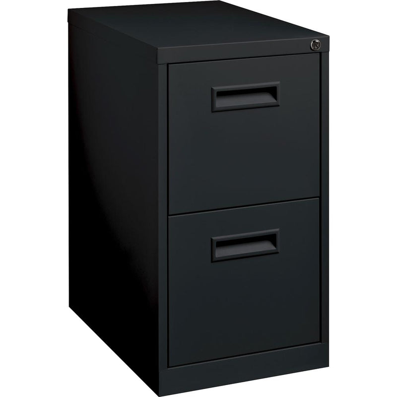 Lorell 19" File/File Mobile File Cabinet with Recessed Pull - 15" x 19" x 28" - 2 x Drawer(s) for File - Letter - Locking Casters, Security Lock, Ball-bearing Suspension - Black - Powder Coated - Stee