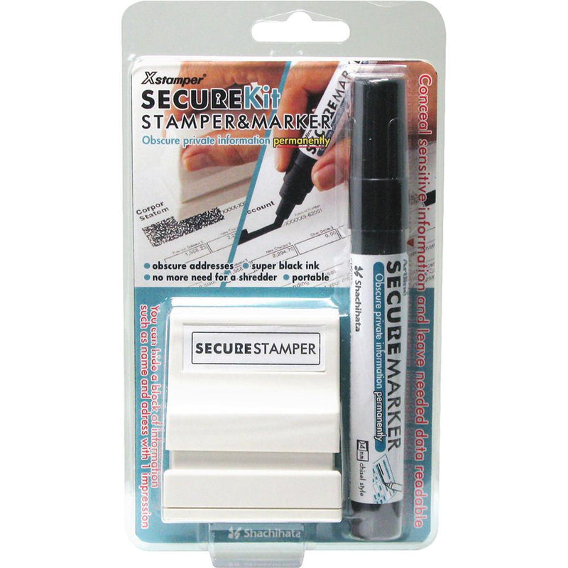 Xstamper Small Security Stamper Kit - 0.50  Impression Width x 1.69  Impression Length - Black - 1 / Pack