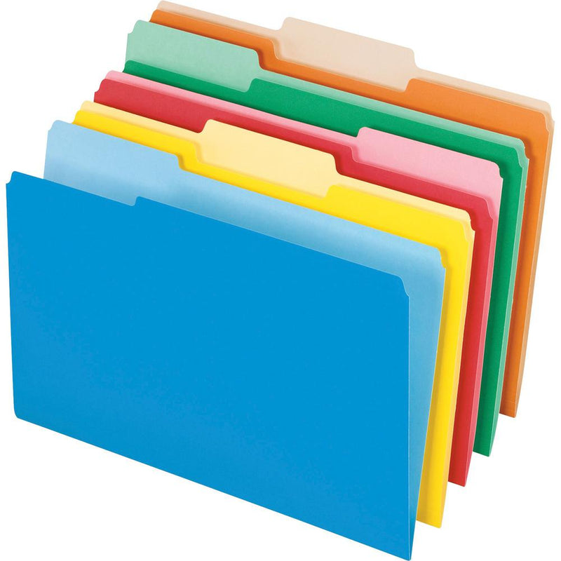 Pendaflex 1/3 Tab Cut Legal Recycled Top Tab File Folder - 8 1/2  x 14  - Assorted - 10% Recycled - 100 / Box