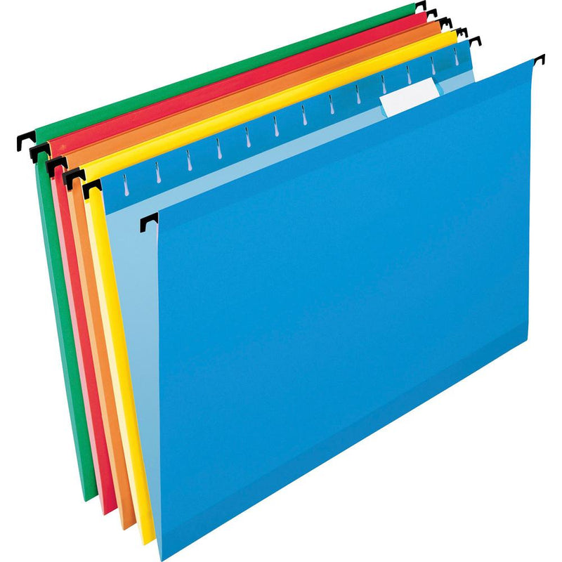 Pendaflex SureHook 1/5 Tab Cut Legal Recycled Hanging Folder - 8 1/2  x 14  - Blue, Red, Orange, Yellow, Bright Green - 10% Recycled - 20 / Box