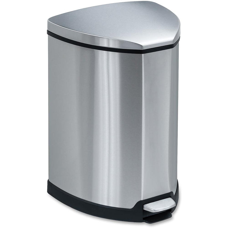 Safco Hands-free Step-on Stainless Receptacle - 4 gal Capacity - 20.5" Height x 10.8" Width x 10.8" Depth - Steel - Stainless Steel - 1 Each