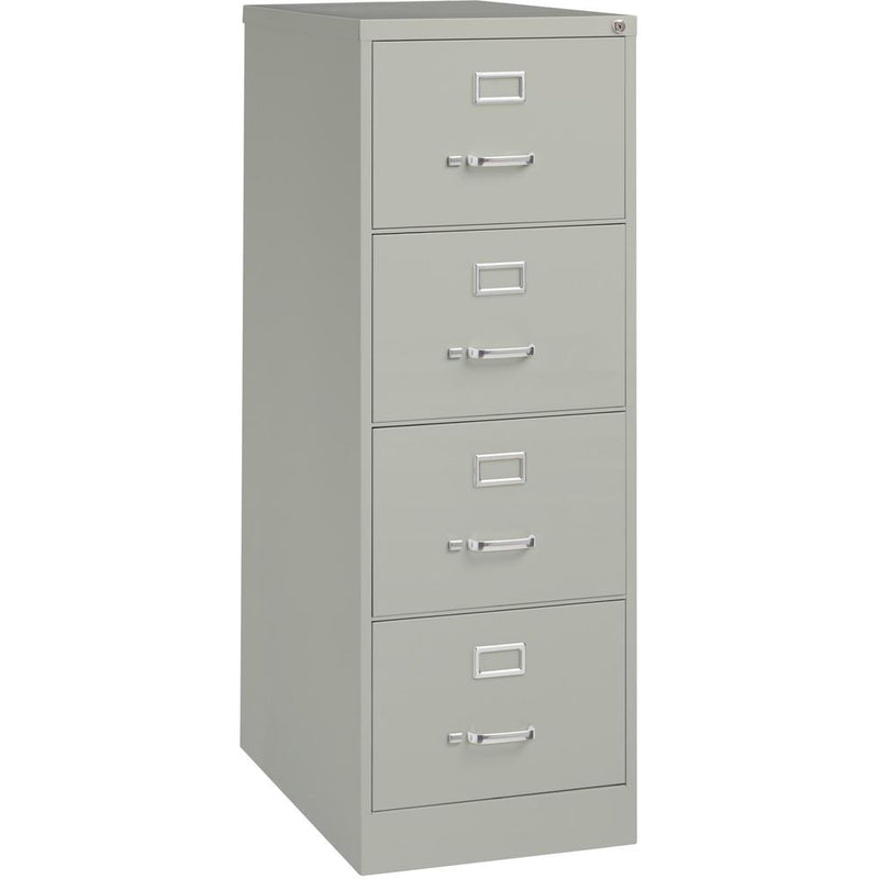 Lorell Fortress Series 26-1/2" Commercial-Grade Vertical File Cabinet - 18" x 26.5" x 52" - 4 x Drawer(s) for File - Legal - Vertical - Lockable, Ball-bearing Suspension, Heavy Duty - Light Gray - Ste