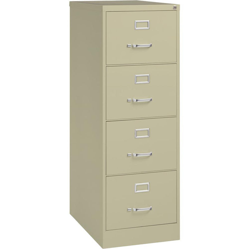 Lorell Fortress Series 26-1/2" Commercial-Grade Vertical File Cabinet - 18" x 26.5" x 52" - 4 x Drawer(s) for File - Legal - Vertical - Lockable, Ball-bearing Suspension, Heavy Duty - Putty - Steel -