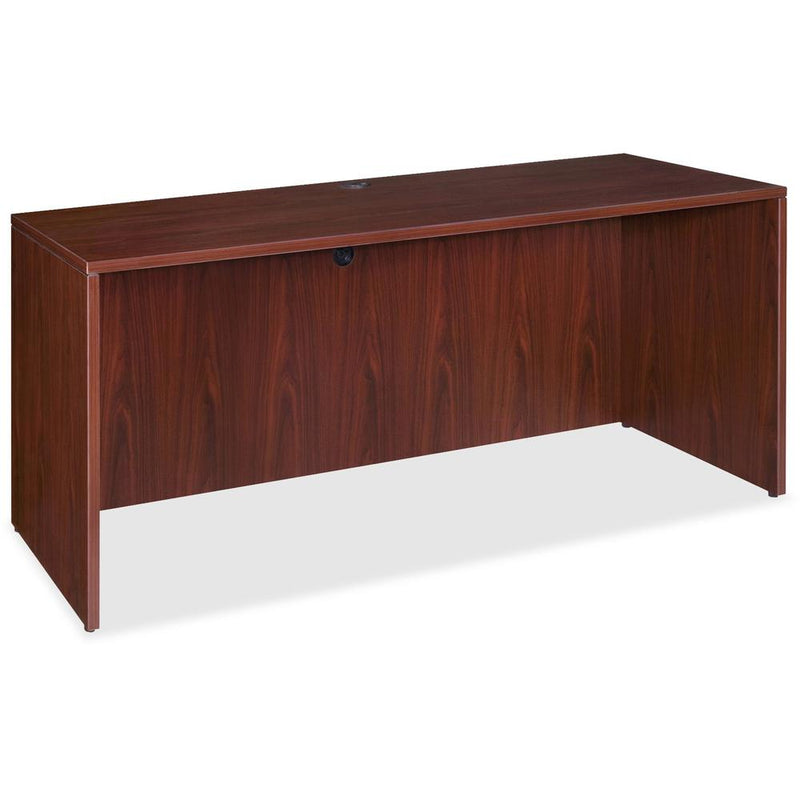 Lorell Essentials Series Credenza Shell - 66.1" x 23.6" x 1" x 29.5" - Finish: Laminate, Mahogany - Grommet, Durable, Adjustable Feet