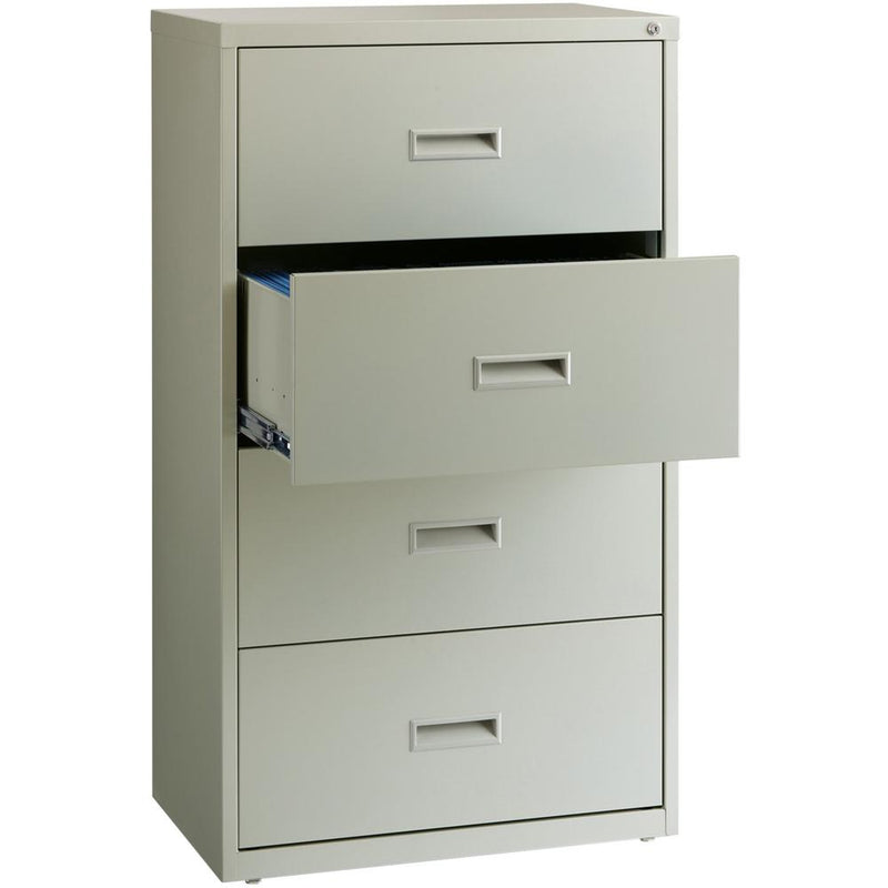 Lorell Value Lateral File - 2-Drawer - 30" x 18.6" x 52.5" - 4 x Drawer(s) for File - A4, Legal, Letter - Interlocking, Leveling Glide, Ball-bearing Suspension, Label Holder - Light Gray - Steel - Rec