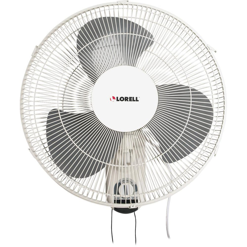 Lorell Pull-chain Wall-Mounting 3-speed Fan - 16" Diameter - 3 Speed - Adjustable Tilt Head, Oscillating - 18.5" Height x 9.3" Width x 18.1" Depth - White