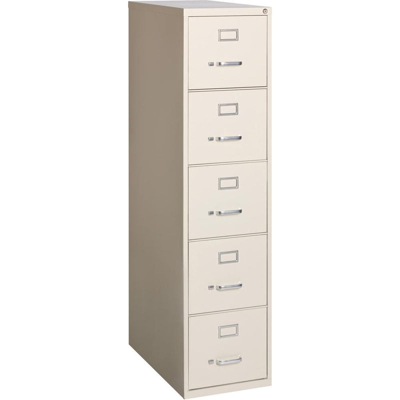 Lorell Fortress Series 26-1/2" Commercial-Grade Vertical File Cabinet - 15" x 26.5" x 61" - 5 x Drawer(s) for File - Letter - Vertical - Ball-bearing Suspension, Heavy Duty, Security Lock - Putty - St