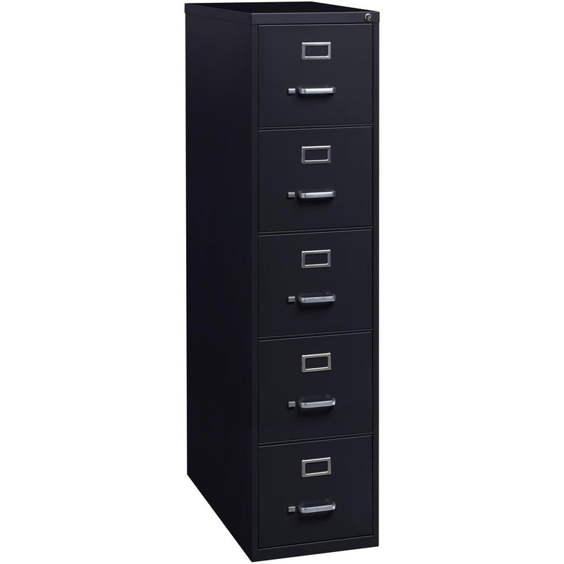 Lorell Fortress Series 26-1/2" Commercial-Grade Vertical File Cabinet - 15" x 26.5" x 61.6" - 5 x Drawer(s) for File - Letter - Vertical - Heavy Duty, Security Lock, Ball-bearing Suspension - Black -