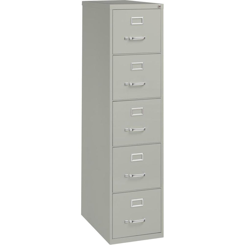 Lorell Fortress Series 26-1/2" Commercial-Grade Vertical File Cabinet - 15" x 26.5" x 61.6" - 5 x Drawer(s) for File - Letter - Vertical - Security Lock, Ball-bearing Suspension, Heavy Duty - Light Gr