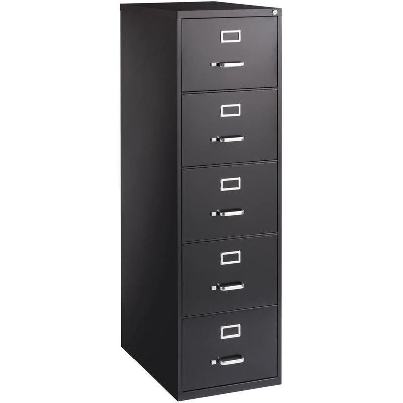 Lorell Fortress Series 26-1/2" Commercial-Grade Vertical File Cabinet - 18" x 26.5" x 61" - 5 x Drawer(s) for File - Legal - Vertical - Heavy Duty, Security Lock, Ball-bearing Suspension - Black - Ste