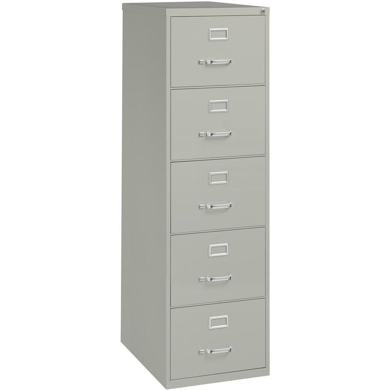 Lorell Fortress Series 26-1/2" Commercial-Grade Vertical File Cabinet - 18" x 26.5" x 61" - 5 x Drawer(s) for File - Legal - Vertical - Security Lock, Heavy Duty, Ball-bearing Suspension - Light Gray