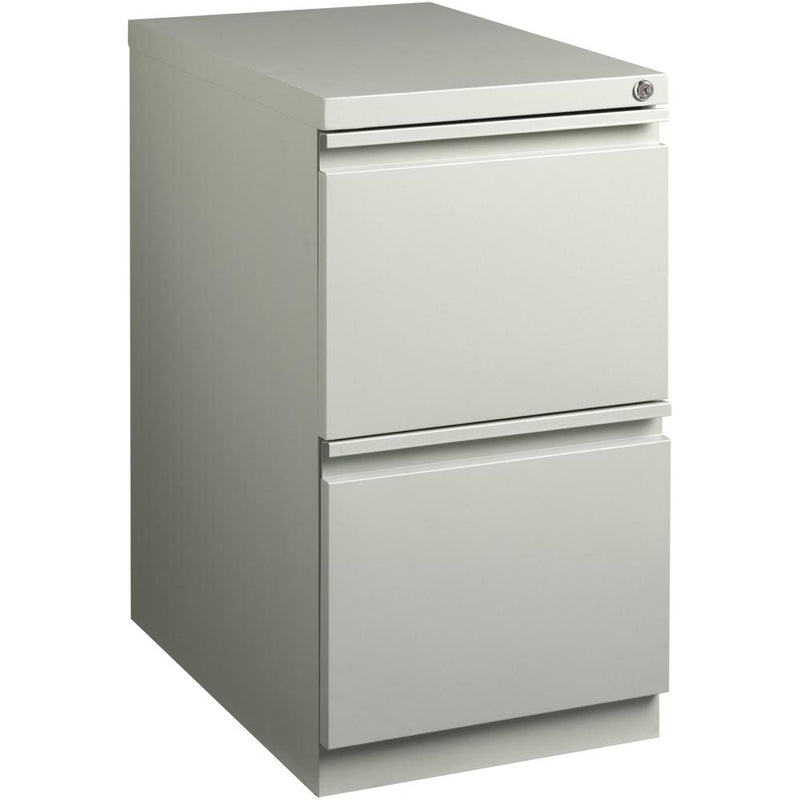 Lorell 23" File/File Mobile File Cabinet with Full-Width Pull - 15" x 22.9" x 27.8" - 2 x Drawer(s) for File - Letter - Vertical - Ball-bearing Suspension, Security Lock, Recessed Handle - Light Gray