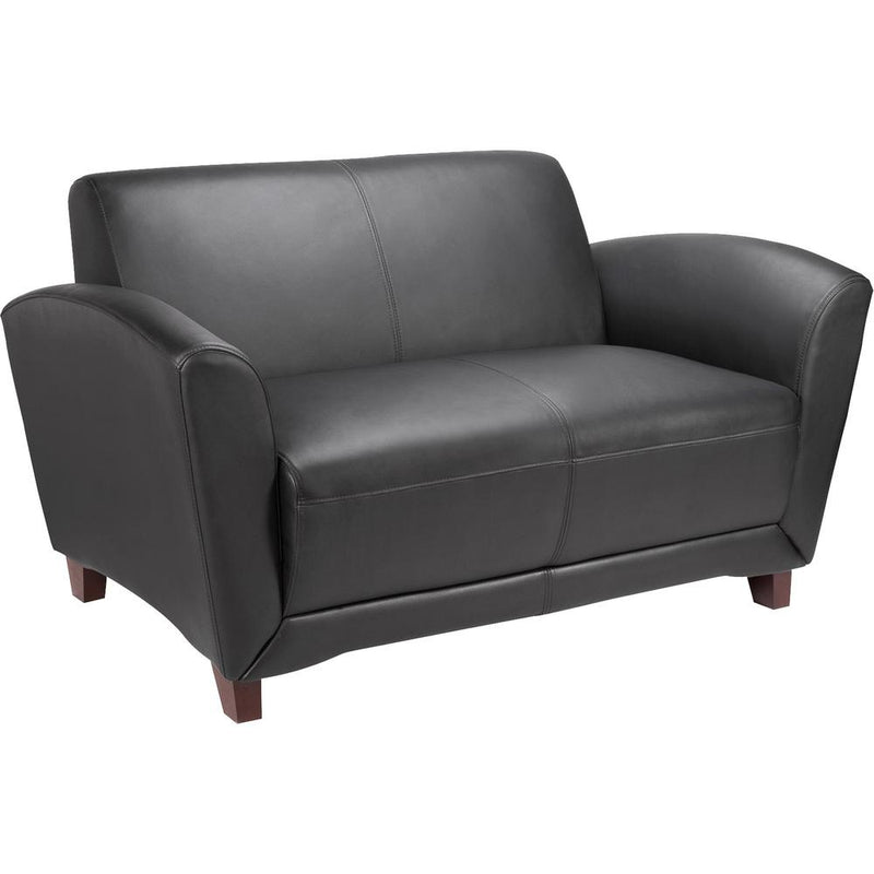 Lorell Accession Reception Loveseat - 55" x 34.5" x 31.3" - Leather Black Seat - Leather Black Back - 1 Each