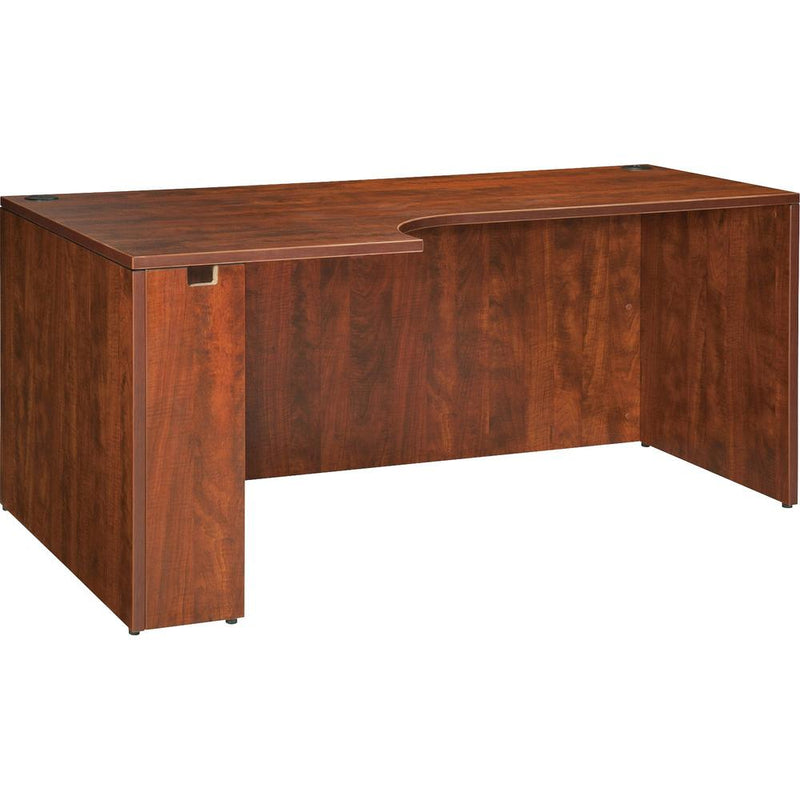 Lorell Essentials Series Left Corner Credenza - 70.9" x 35.4" x 29.5" - Finish: Cherry, Laminate - Leveling Glide