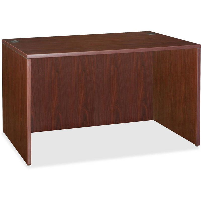 Lorell Essentials Series Rectangular Desk Shell - 47.3" x 29.5" x 1" x 29.5" - Finish: Laminate, Mahogany - Grommet, Modesty Panel, Cord Management, Adjustable Feet