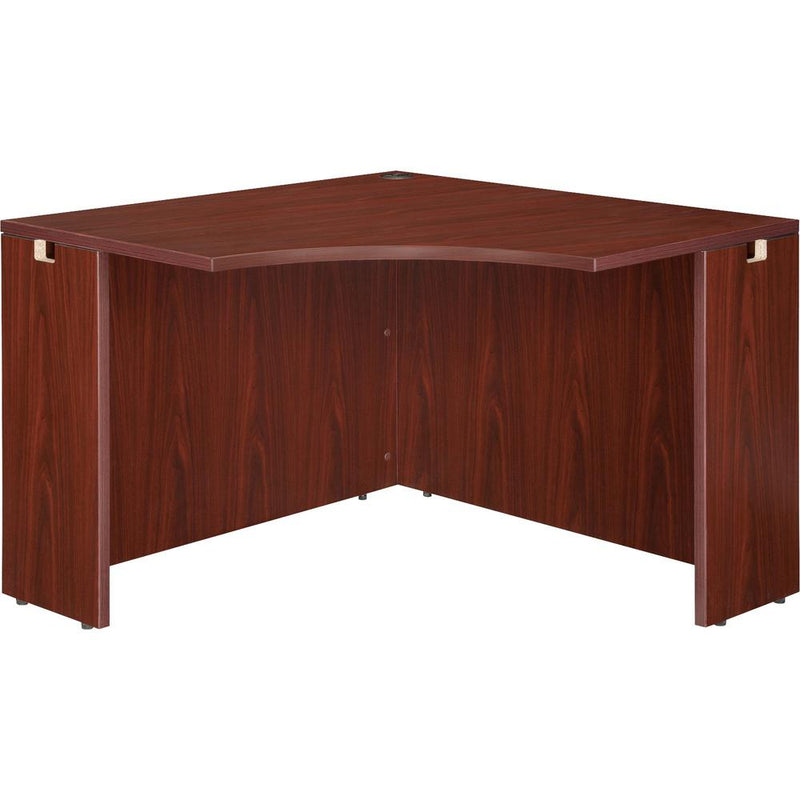 Lorell Essentials Series Corner Desk - 41.4" x 41.4" x 29.5" - Finish: Laminate, Mahogany - Leveling Glide