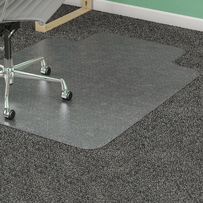 Lorell Medium-pile Chairmat - Carpeted Floor - 48" Length x 36" Width x 0.133" Thickness - Lip Size 10" Length x 19" Width - Vinyl - Clear - 1Each