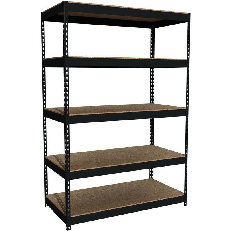 Lorell Fortress Riveted Shelving - 5 Shelf(ves) - 72" Height x 48" Width x 24" Depth - Rust Resistant - 28% Recycled - Black - Steel - 1 Each