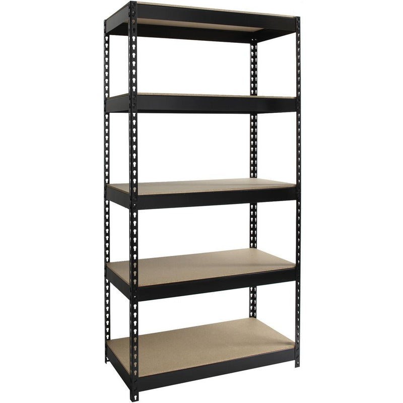 Lorell Fortress Riveted Shelving - 5 Compartment(s) - 5 Shelf(ves) - 72" Height x 36" Width x 18" Depth - Heavy Duty, Rust Resistant - 28% Recycled - Powder Coated - Black - Steel - 1 Each