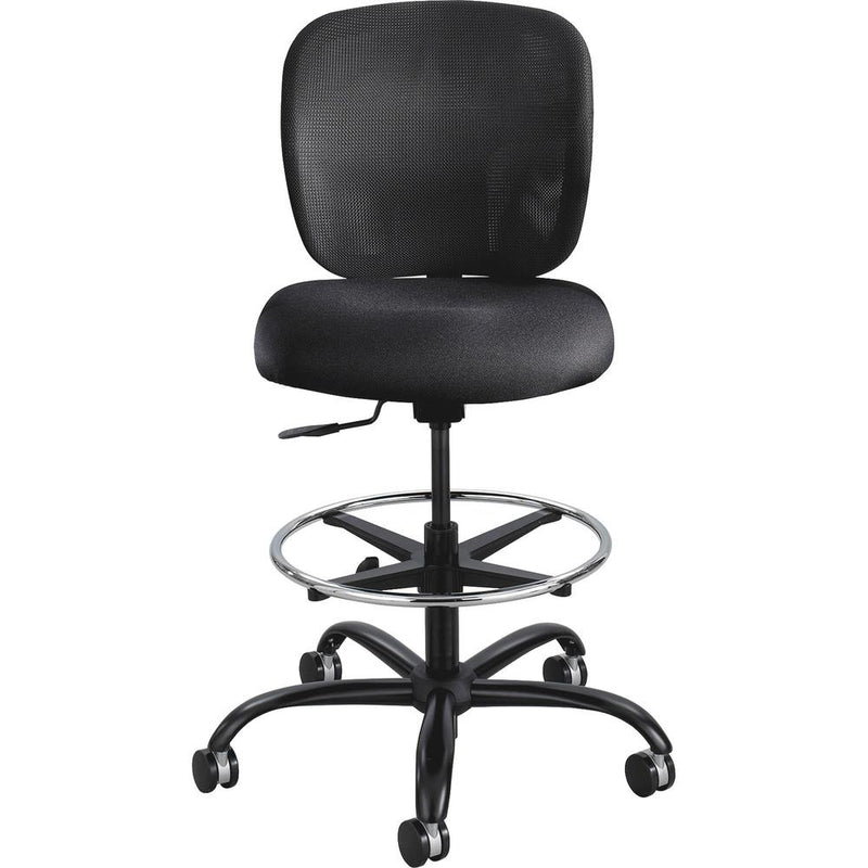 Safco Vue Heavy-duty Stool - Black Vinyl Seat - Black Nylon Back - 5-star Base - Black - 1 Each