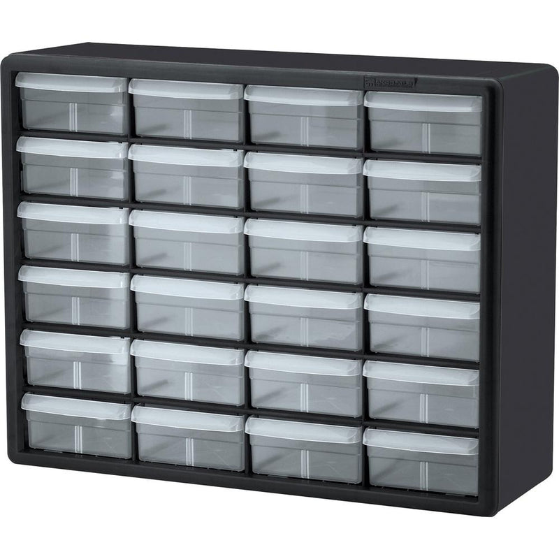 Akro-Mils 24-Drawer Plastic Storage Cabinet - 24 Drawer(s) - 15.8  Height6.4  Depth x 20  Length%Floor - Stackable, Finger Grip, Unbreakable - Black - Plastic, Polymer - 1 Each