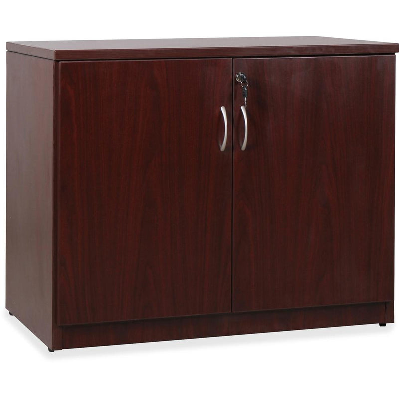 Lorell Essentials Series Mahogany 2-door Storage Cabinet - 36" x 22.5" x 29.5" - 2 x Door(s) - Mahogany - Laminate - Melamine Faced Chipboard (MFC)