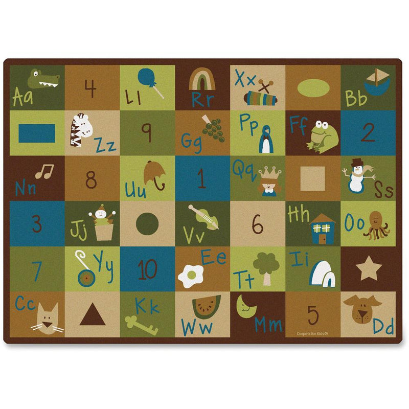 Carpets for Kids Learning Blocks Nature Design Rug - 70" Length x 53" Width - Rectangle - Learning Blocks Nature