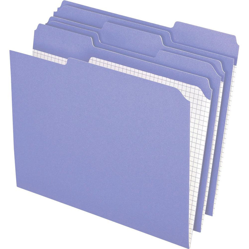 Pendaflex 1/3 Tab Cut Letter Recycled Top Tab File Folder - 8 1/2  x 11  - 3/4  Expansion - Top Tab Location - Assorted Position Tab Position - Lavender - 10% Fiber Recycled - 100 / Box