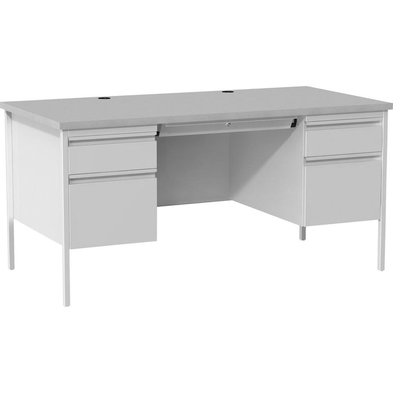 Lorell Fortress Series Double-Pedestal Desk - 30" Height x 29.50" Width x 60" Depth - Gray, Laminated - Steel - 1 Each