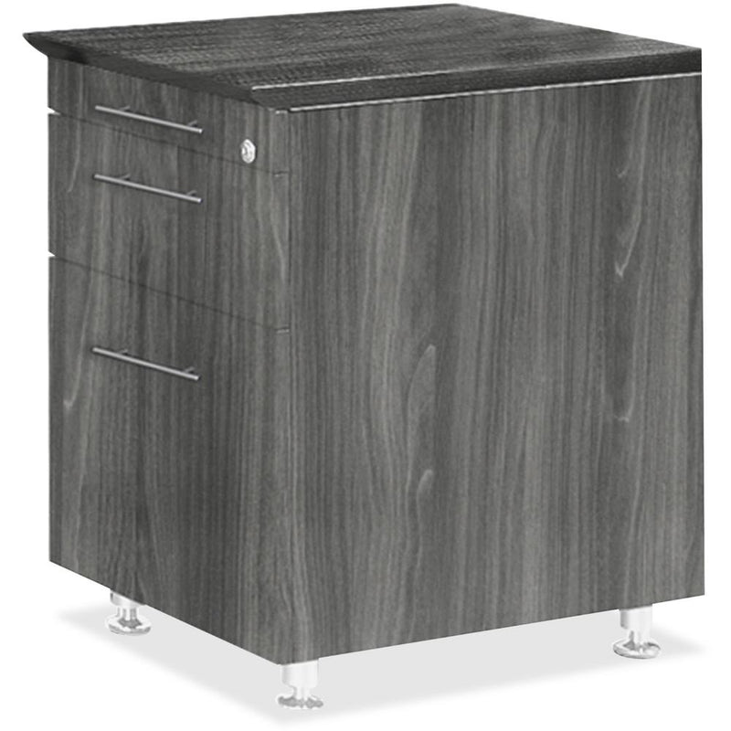 Mayline Medina Series Pencil/Box/File Return Pedestal - 18" x 15"26" , 1" Top - 3 x Storage, Box, File Drawer(s) - Beveled Edge - Material: Steel - Finish: Gray, Laminate, Silver - Stain Resistant, Wa