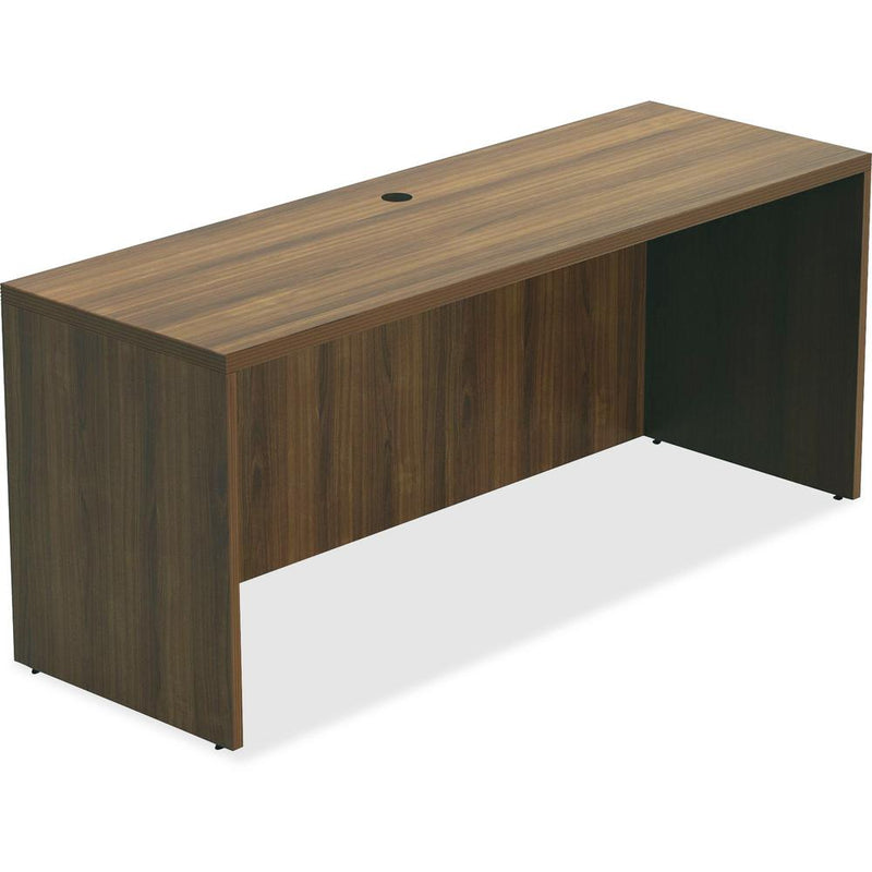 Lorell Chateau Series Credenza - 70.9" x 23.6"30" Credenza, 1.5" Top - Reeded Edge - Material: P2 Particleboard - Finish: Walnut, Laminate - Durable, Grommet, Cord Management, Modesty Panel - For Offi