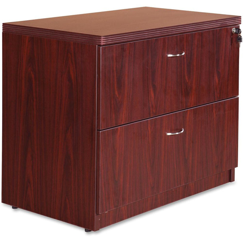 Lorell Chateau Series Lateral File - 2-Drawer - 36" x 22"30" Lateral File, 1.5" Top - 2 Drawer(s) - Reeded Edge - Material: Laminate - Finish: Mahogany - Durable, Heavy Duty, Ball-bearing Suspension -