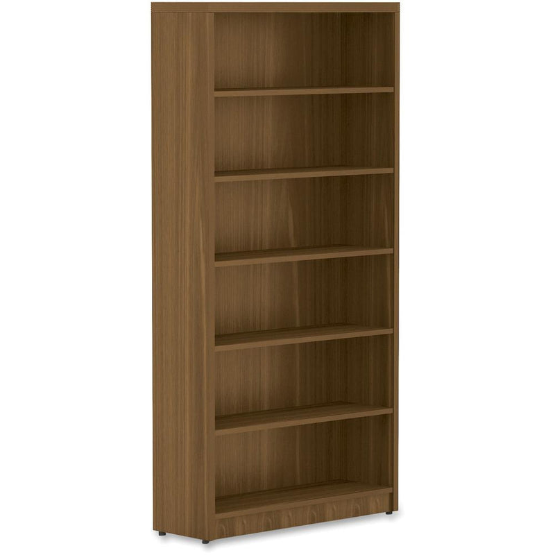 Lorell Chateau Series Bookshelf - 1.5" Top, 36" x 11.6"72.5" Bookshelf - 6 Shelve(s) - Reeded Edge - Material: P2 Particleboard - Finish: Walnut, Laminate - Durable, Sturdy - For Office, Book