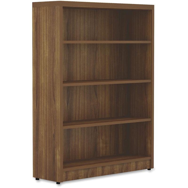 Lorell Chateau Series Bookshelf - 1.5" Top, 36" x 11.6"48.5" Bookshelf - 4 Shelve(s) - Reeded Edge - Material: P2 Particleboard - Finish: Walnut, Laminate - Durable, Sturdy - For Office, Book